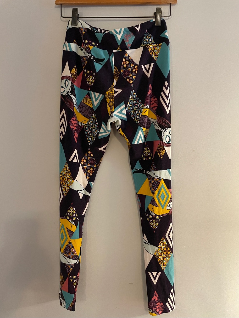 LuLaRoe Kids Geometric & Character Print Leggings in Black, Yellow, Teal & Pink - Picture 5 of 10